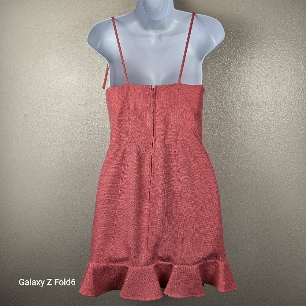 GB Brand Peach Terry-Feel Mini Dress – Size 5, Ruffled Hem, Sleeveless Tie-Strap - Picture 2 of 8